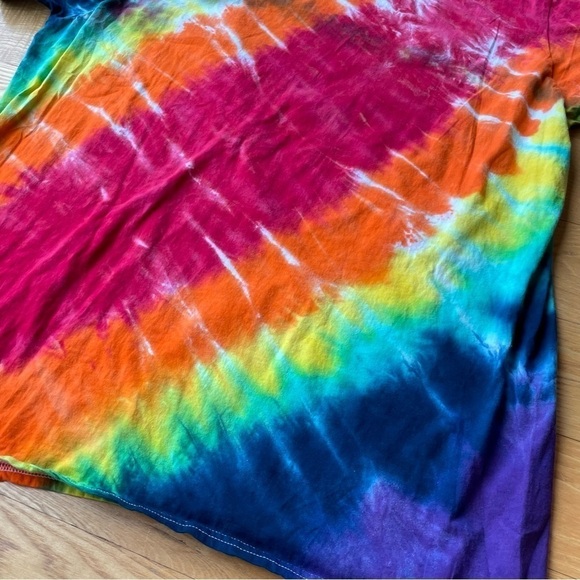 tie dye pride flag diagonal stripe short sleeve tee unisex 2XL crew neck - Picture 4 of 5